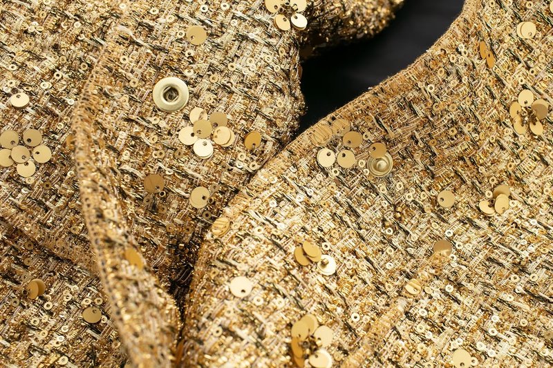 Veste à Sequins Dorés – Luxe et Éclat Quotidien