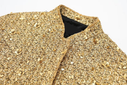 Veste à Sequins Dorés – Luxe et Éclat Quotidien